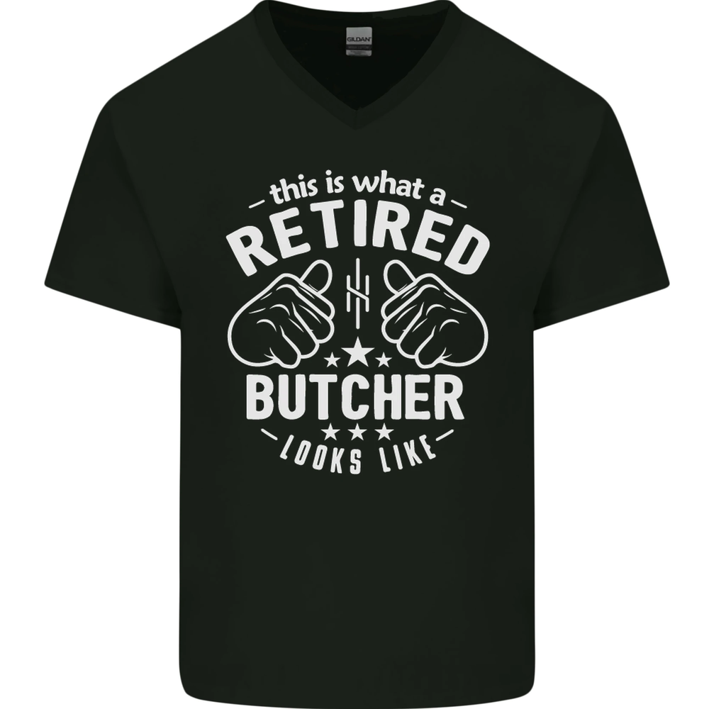 This Is What a Retired Butcher Looks Like Mens V-Neck Cotton T-Shirt
