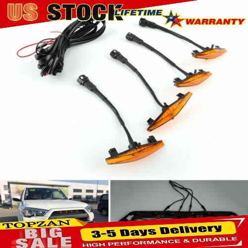 4PCS Plastic Car Grilles Grill LED Lights For Toyota 4Runner TRD Pro 2014-2019