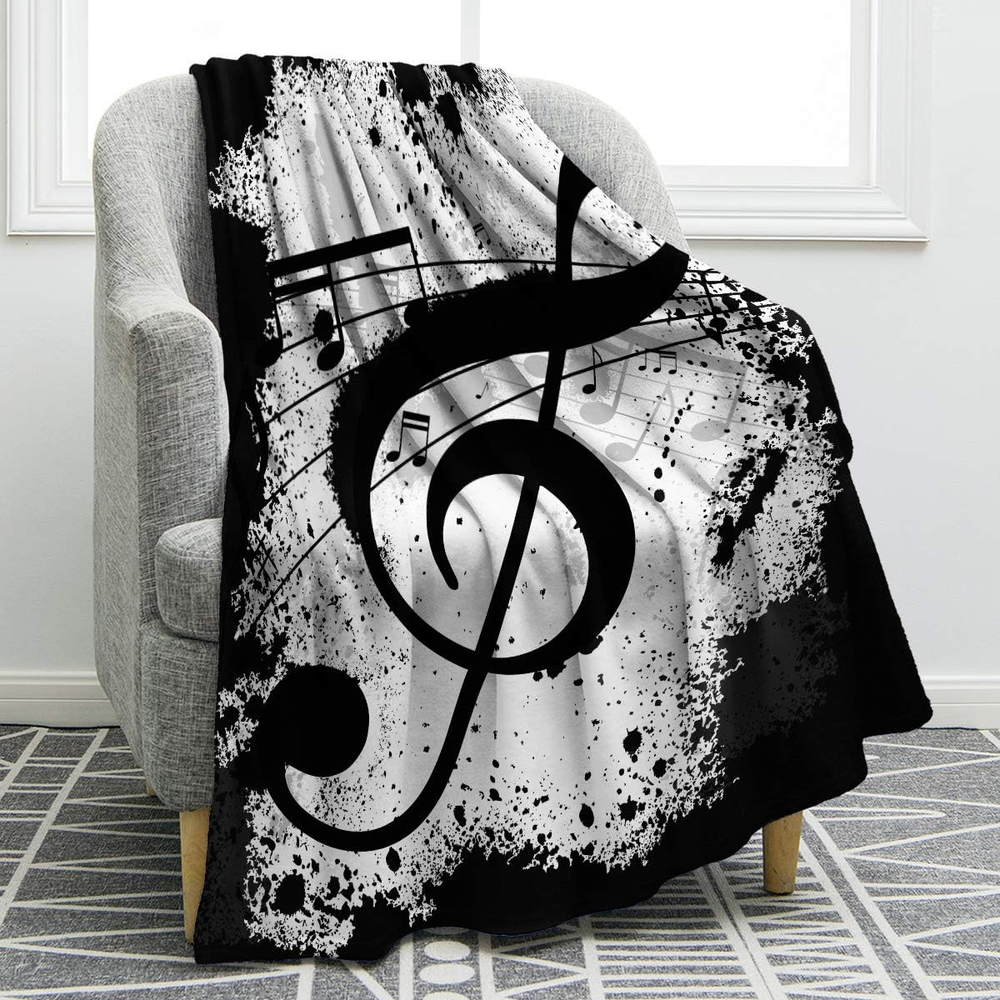 Music Note Fleece Throw Blanket for Kids and Adults - Cozy Gift for Music Lovers