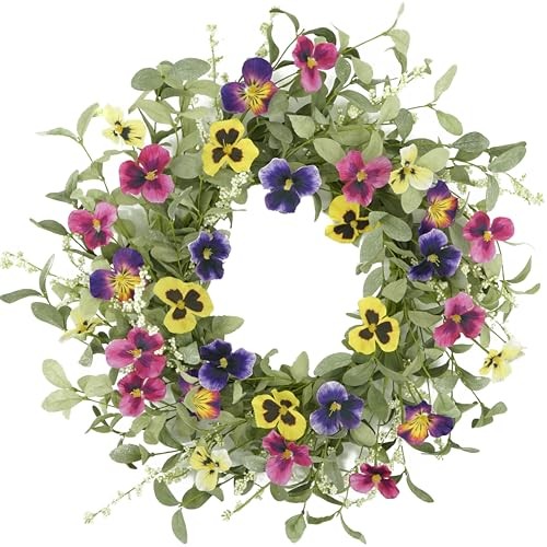 Spring Wreaths for Front Door Pansy Wreath with Colorful Pansy for Front Door
