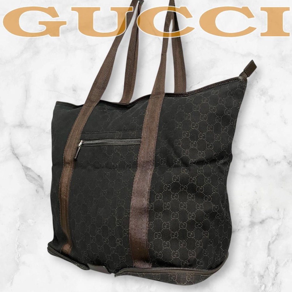 Gucci B230 GG Pattern Brown Large Tote Bag Boston Style