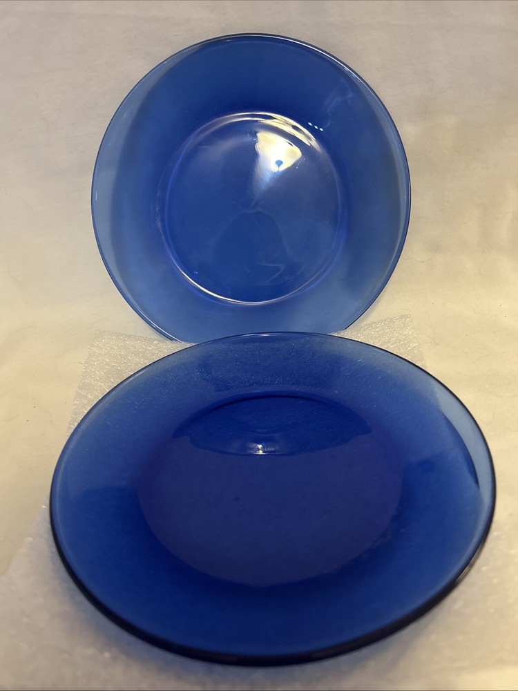 Blue Glass Salad Lunch Plate 7 1/4” Set of3 Preowned Unbranded