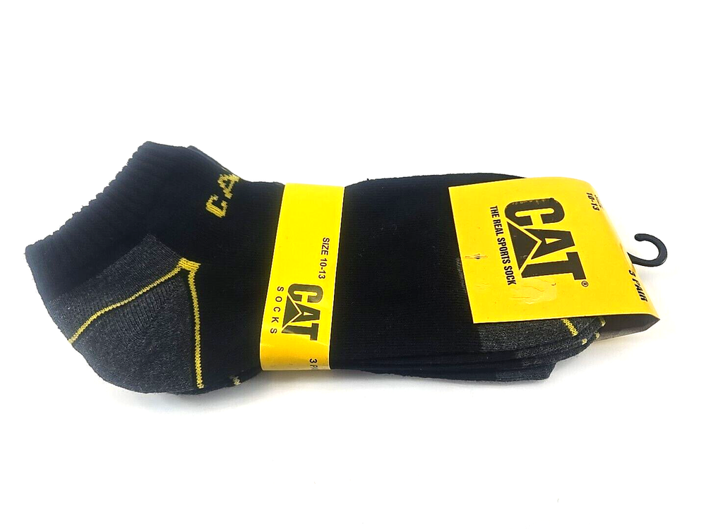 Caterpillar No Show Socks Size 10-13 Black with CAT Antimicrobial Tech