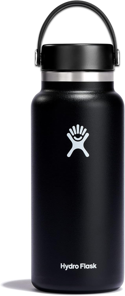 Black 32 Oz Wide Flex Cap Sport Water Bottle  
