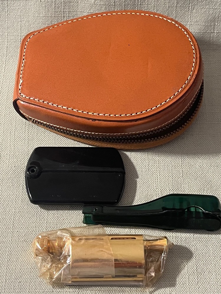 Vintage Silver Star Feather Weight Double Edge Razor In Travel Case