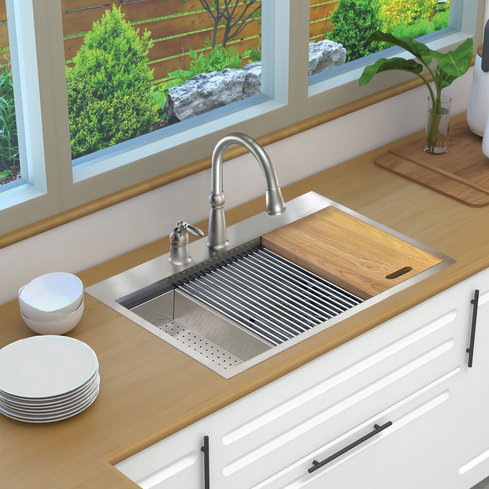 Transolid KWSST332210-ML2 33-Inch Drop-In Stainless Steel Single Basin Sink