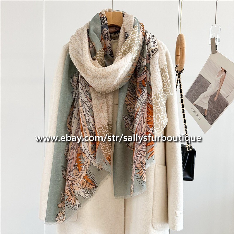 Sally 200s Cashmere Scarf Wrap Shawl Poker Horse Print Soft Delicate Thin78