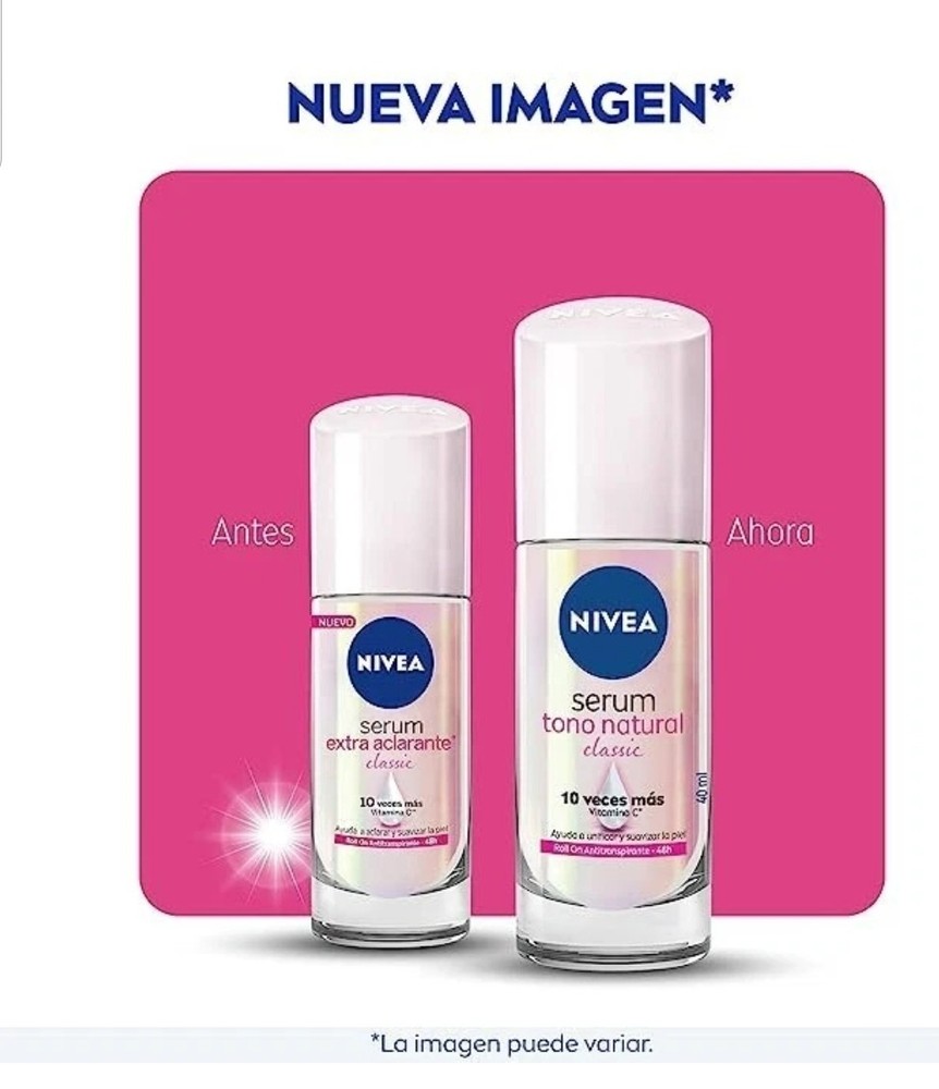 4 X DESODORANTE NIVEA SERUM CLASSIC TONO NATUR CLARANTE ROLLON 40ML/DEODORANT