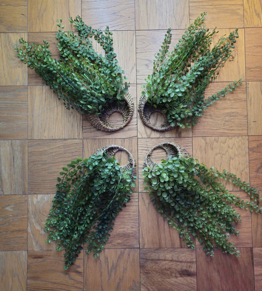 Faux Plants in Wicker Wall Decor Set Of 4