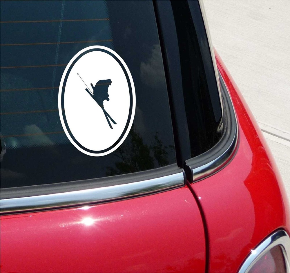Euro Skiing Snow Powder Race Graphic Decal Sticker Car Wall Oval NOT Two Colors
