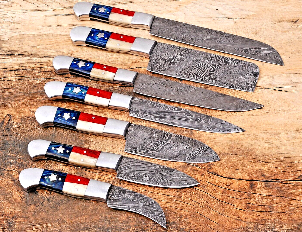 Custom Hand Made FORGED DAMASCUS STEEL CHEF KNIFE SET Kitchen Cutlery Knives 913