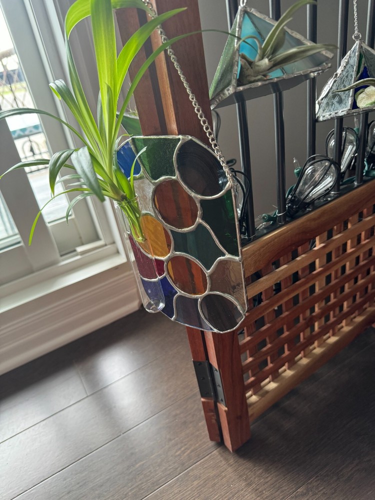 Stained Glass Tiffany  Abstract Handmade Panel With Cuttings Propogator