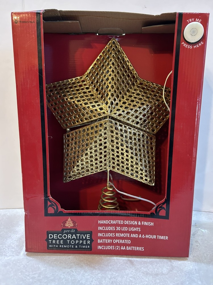 Members Mark Lite-Up Tree Topper with Remote Timer - New Old Stock Fully Functional-image