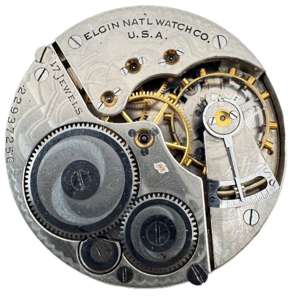 1925 Elgin 16s 17 Jewel Mechanical Pocket Watch Movement 387 Pinstriped Antique