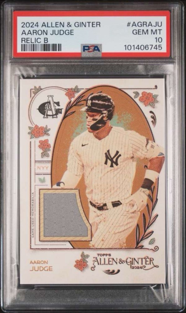 2024 ALLEN & GINTER AARON JUDGE GAME USED RELIC B #AGR-AJU PSA 10 NY YANKEES!