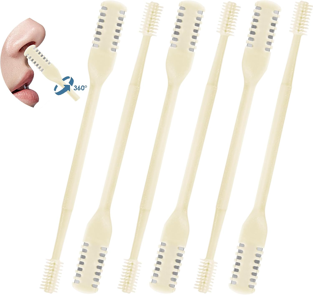 6 Pcs 2-In-1 Nasal Hair Cutter, Upgrade Double Sided Nose Hair Knife, 360° Nostr