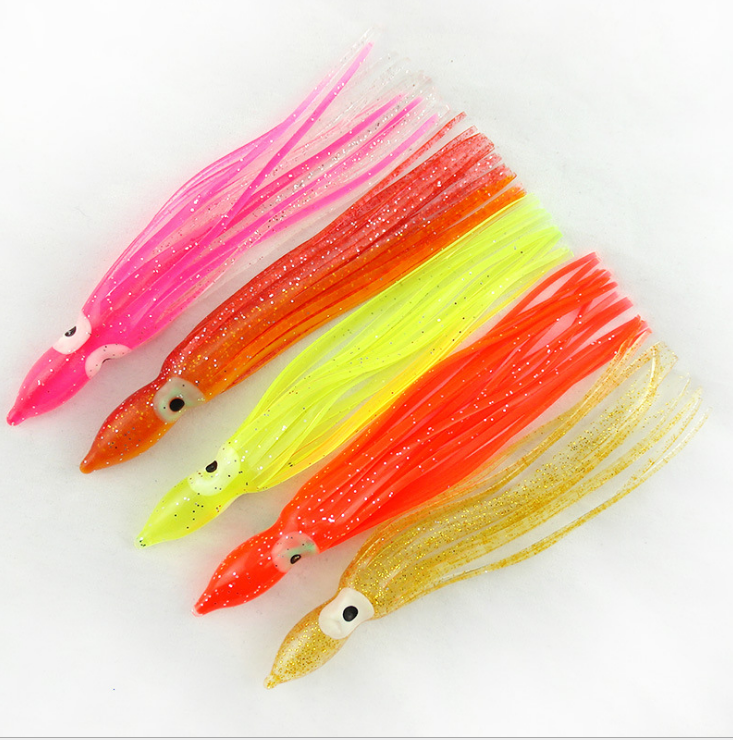 15cm Octopus Squid Skirt Lures - 100pk Saltwater Soft Bait Hoochies for Fishing