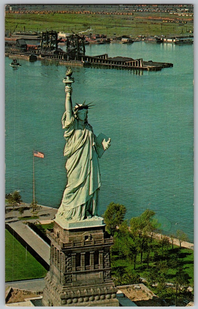 Vtg Postcard Statue Of Liberty Aerial New York, NY 1960s