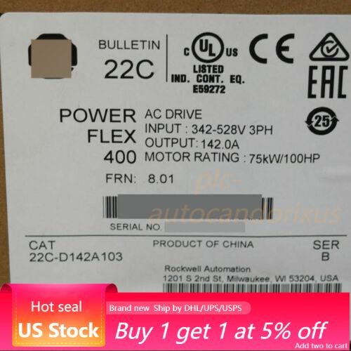 22CD142A103 New 22C-D142A103 PowerFlex 400 75KW 100HP AC Drive US Free Tax