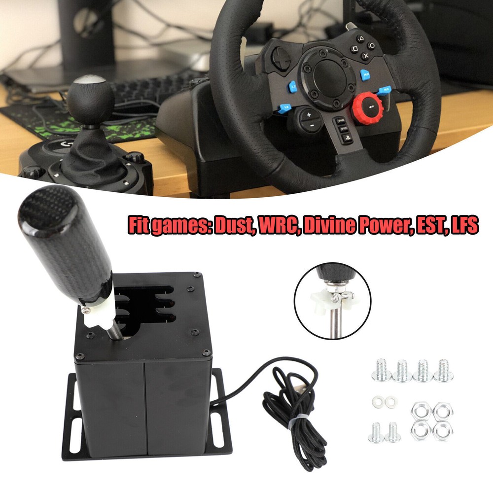 6+R USB Simulator H Gear shifter for Logitech T300RS/GT Steering Wheel Black
