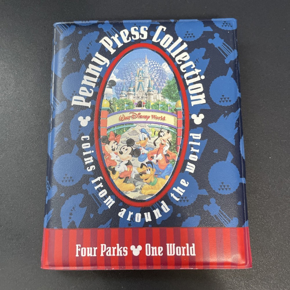 Disney Four Parks One World Pressed Penny Coin Souvenir Album with 2 Coins