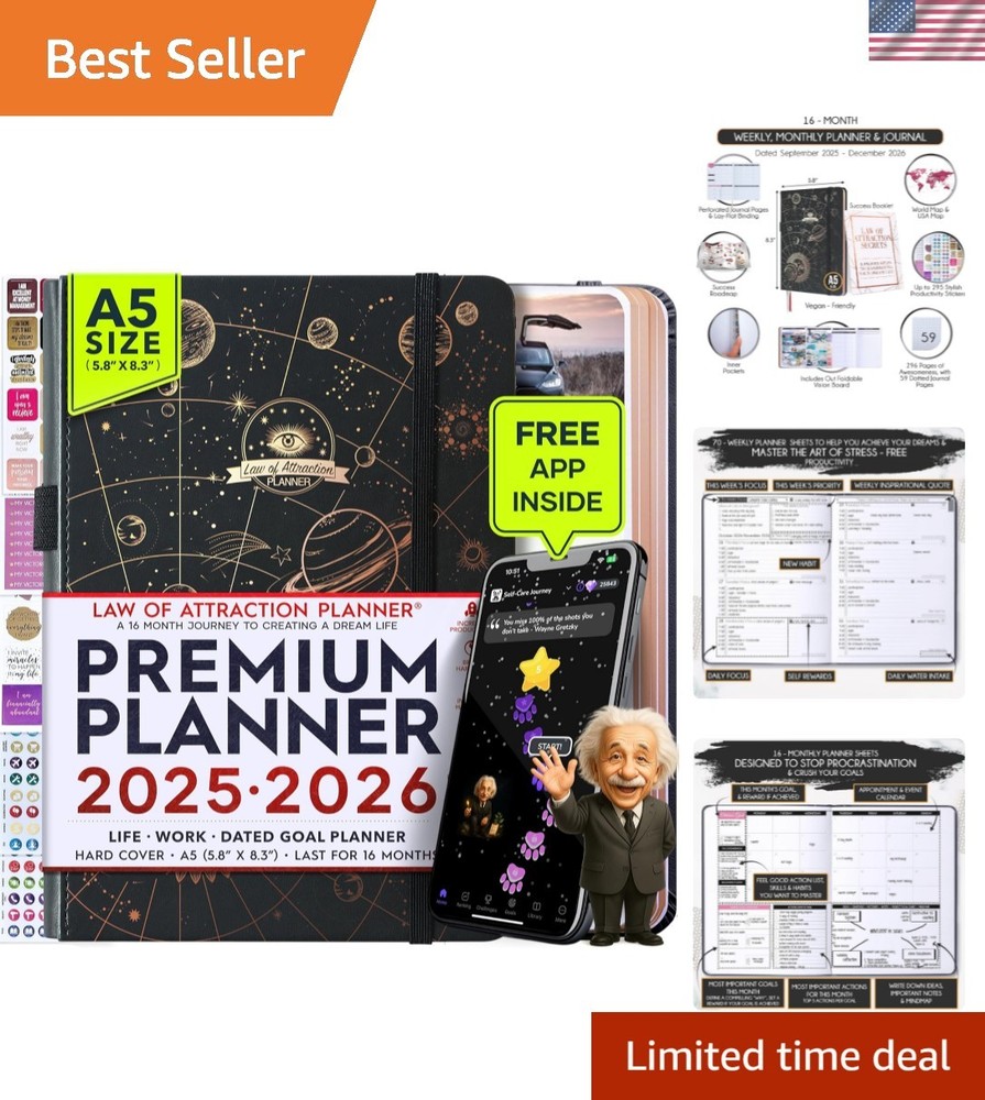 Law of Attraction Planner 2025-2026 | Delightful A5 Life Organizer with Stickers