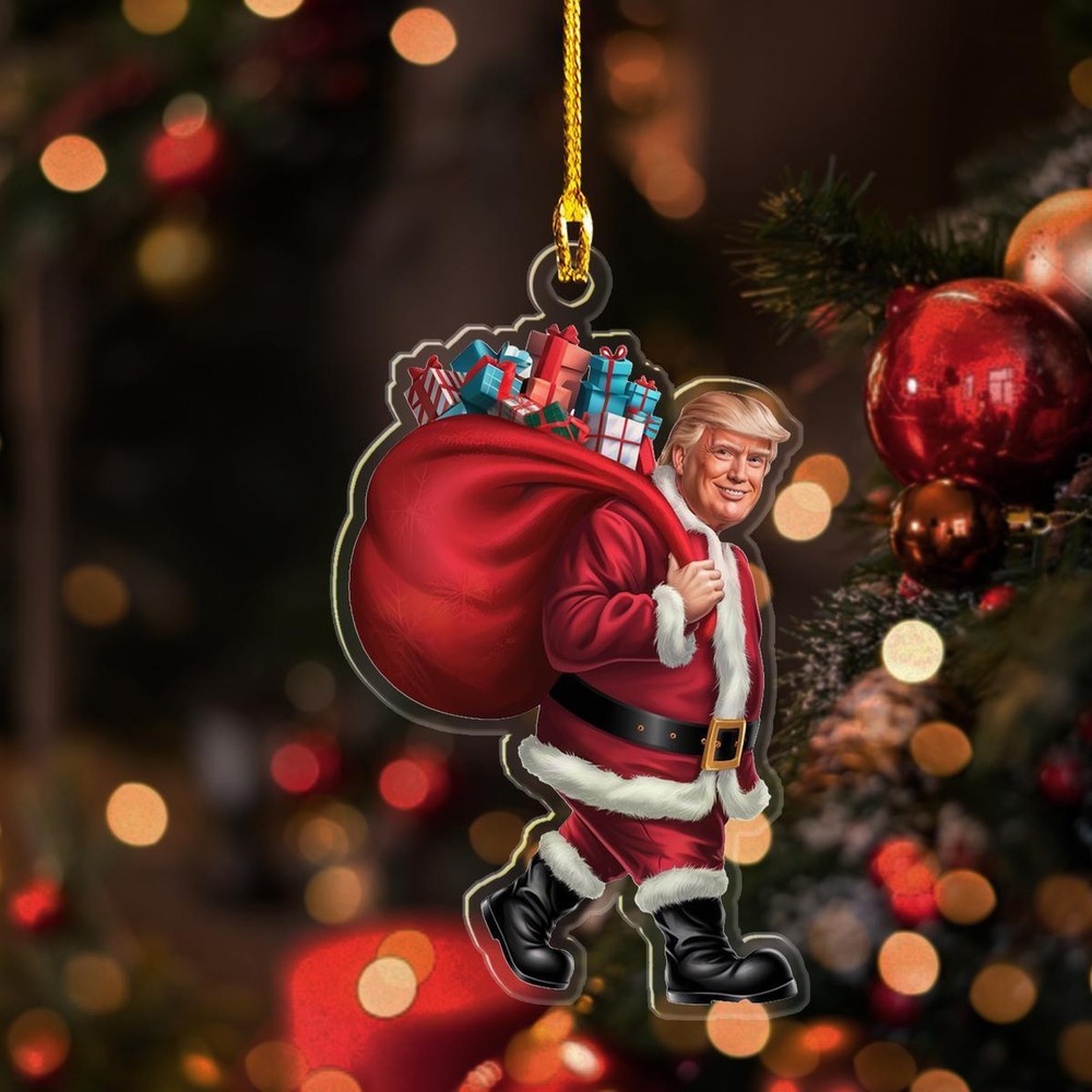 Donald Trump Santa Clause Ornament  2D Flat Trump Christmas 2024 Ornament  Funny