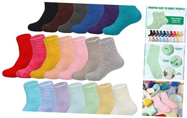 20 Pairs Fuzzy Socks Bulk for Women Fluffy Cozy Slipper Socks Warm Soft