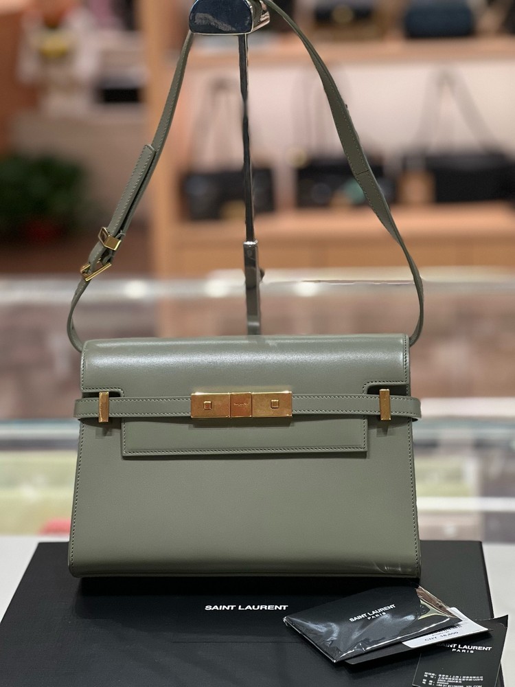 YSL Saint Laurent Manhattan Medium Calfskin Leather Flap Crossbody Bag Authentic