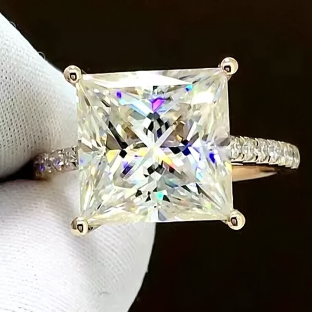 5.25 Ct Princess Cut Off White Diamond Ring 925 Silver Gift for Her Shine