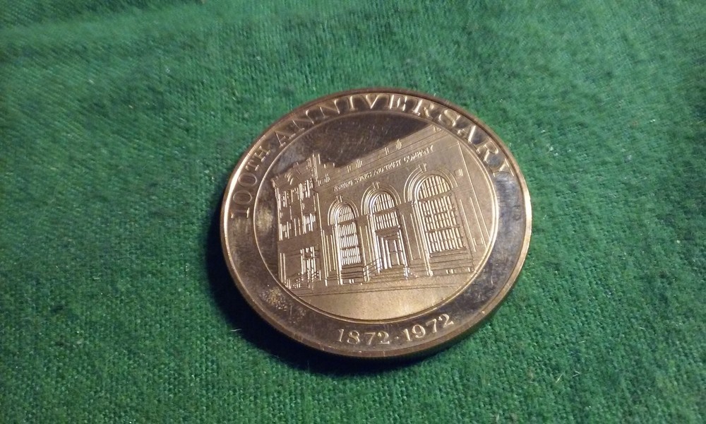 1972 100th ANNIVERSARY Hamburg Savings and Trust Co Bronze Coin Token Medal 1.5