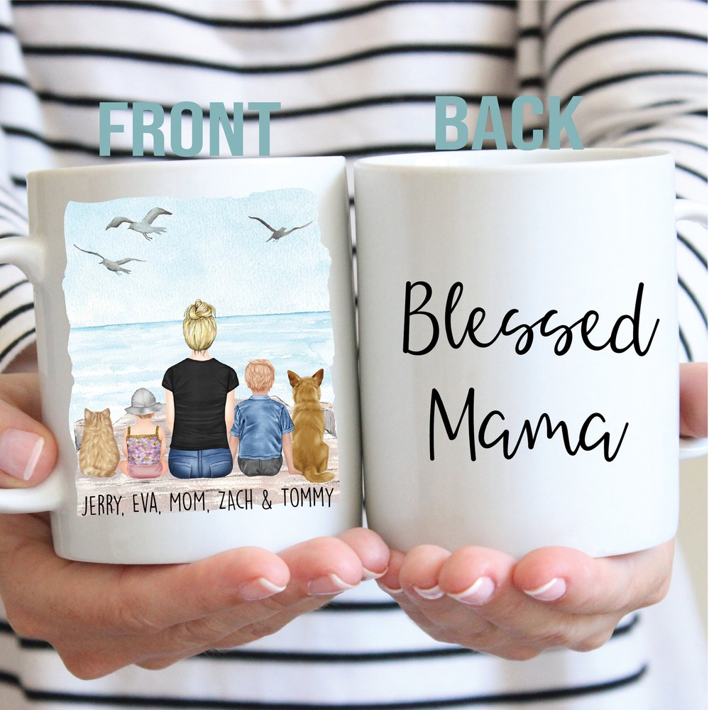 Personalized Gift For Mom Mom & Kids Portrait Mug Custom Mothers Day Gift