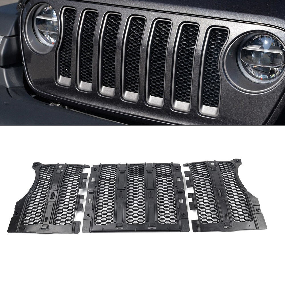 Interior Mesh Front Grille Insert Cover 3pcs For Jeep Wrangler JL JT 2018-2024