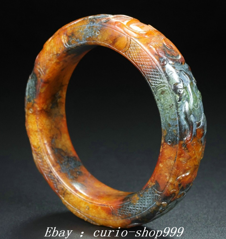 Han Dynasty Hetian Jade Dragon Carved Loong Bracelet Jewelry