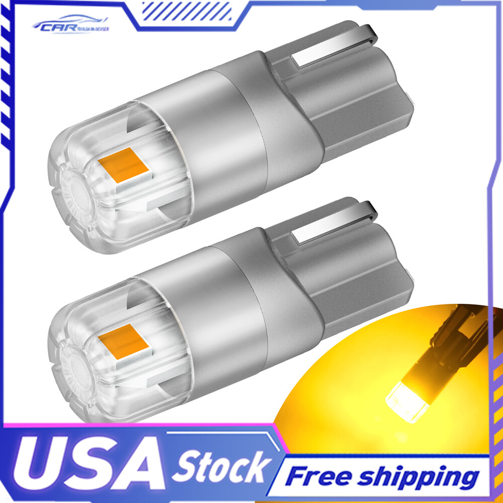 2x T10 LED Wedge Amber Car Interior Dome Reading Light Map Bulb W5W 168 194 New