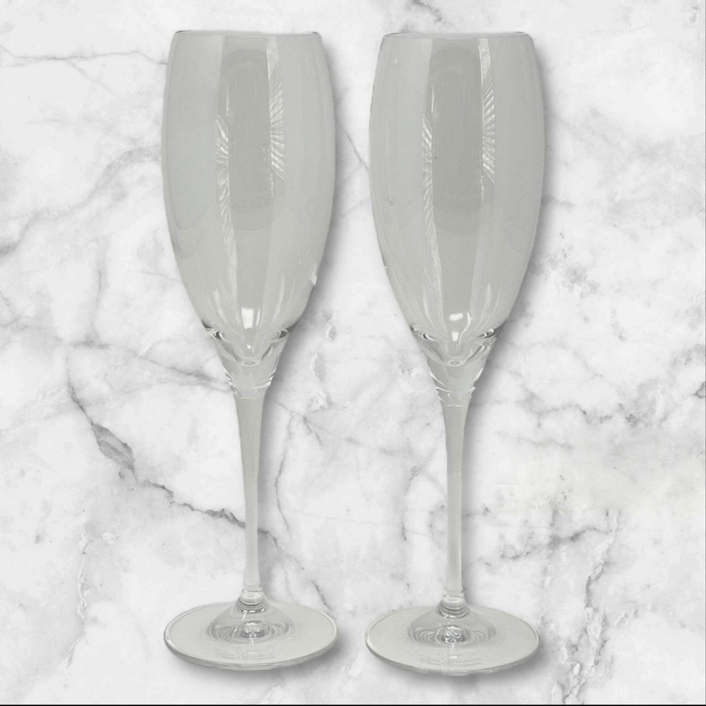 Dom Pérignon Etched Crystal Champagne Flutes | Set of 2 | Good Condition