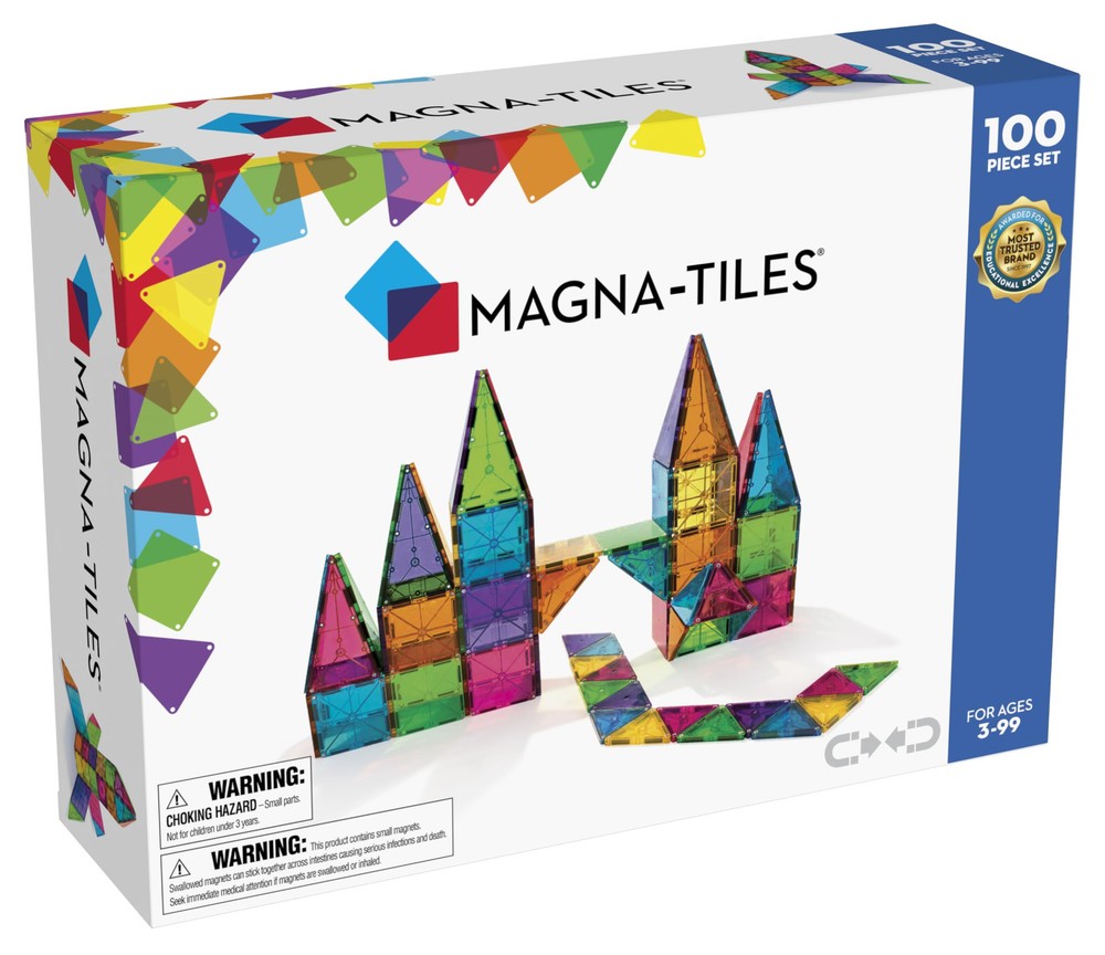 MAGNA-TILES Classic 100-Piece Magnetic Construction Set, The ORIGINAL Magneti...