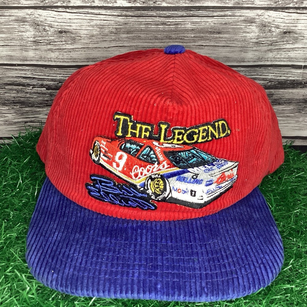 Vintage Bill Elliot Racing Corduroy Hat Cap Multicolor New Era NASCAR Coors 80s