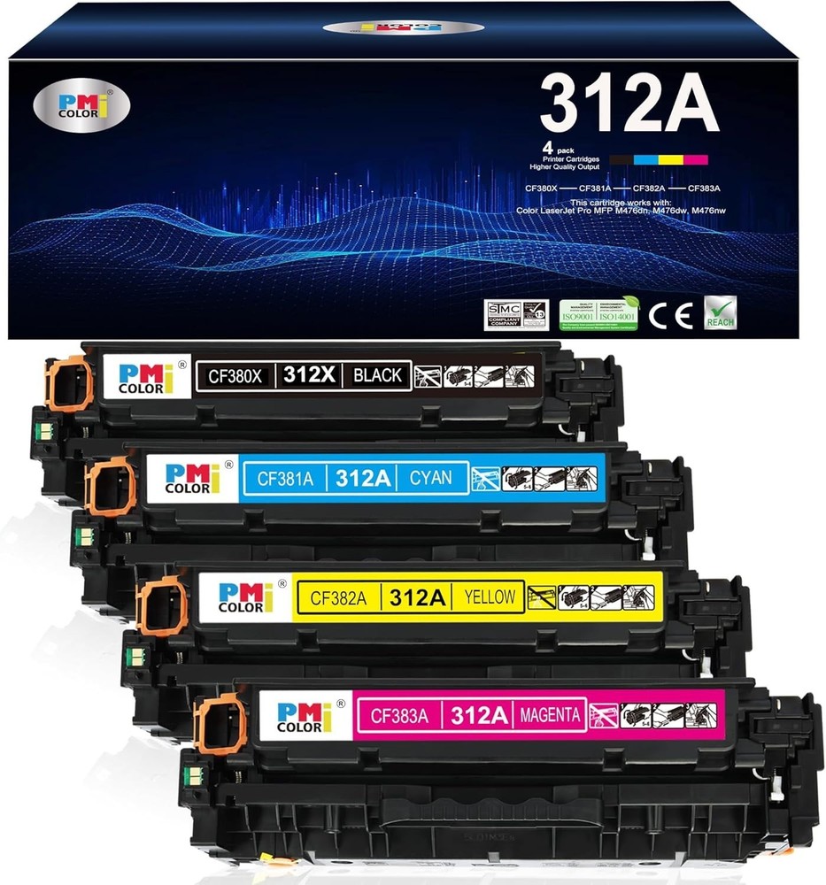 4 Pack 312A Toner Cartridge Replacement for HP Laserjet Pro MFP M476 Series