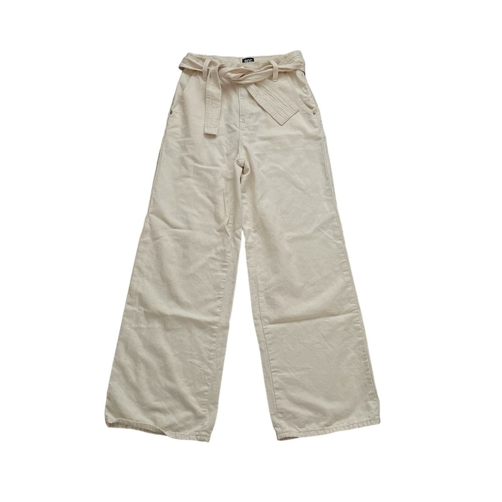 BDG Urban Outfitters Cream Linen Blend High Waist Belted Wide Leg Pants Size 29