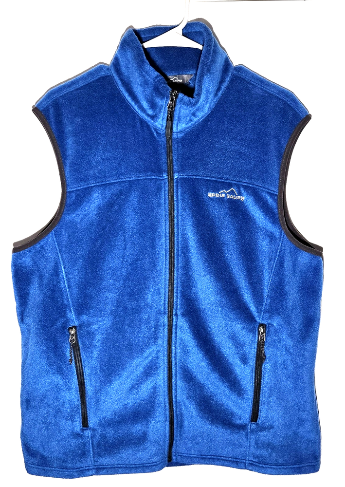 Men's Large Blue Polyester Fleece Full-Zip Vest by Eddie Bauer