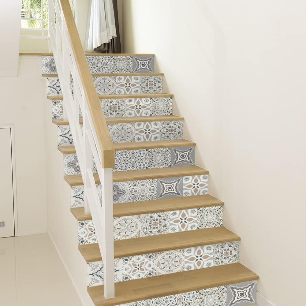 FunLife 7-Pack Self-Adhesive Stair Riser Stickers - Peel & Stick Vinyl Treads