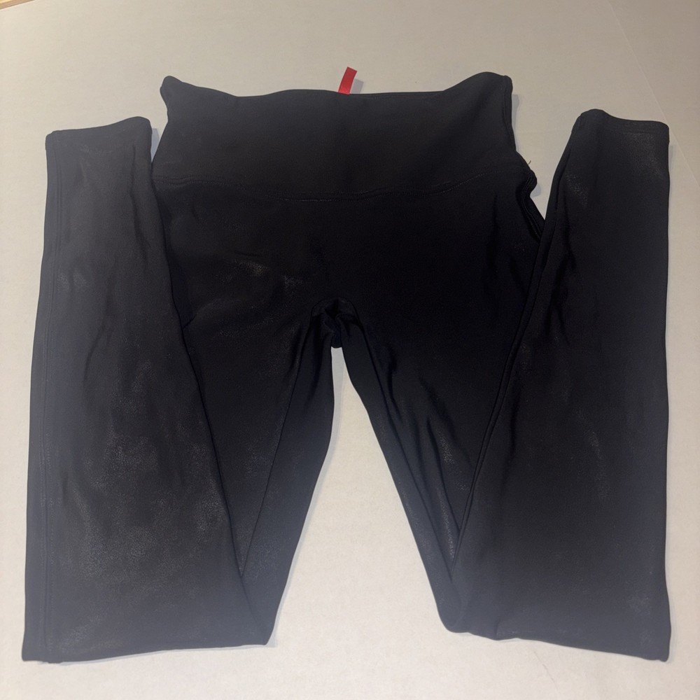Spanx Shimmering Black Stretchy Leggings for Women Size M Nylon Blend