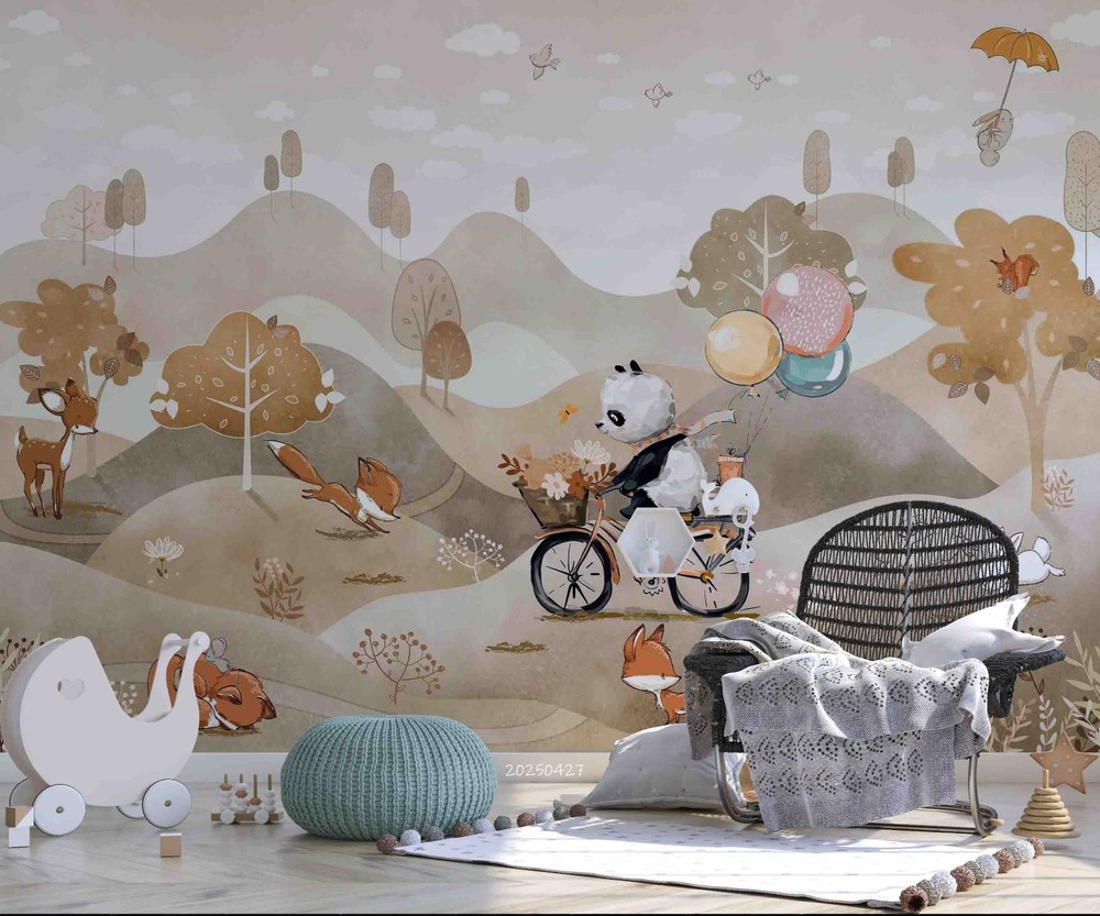 3D Mountain Forest Animal Watercolor Wall Murals Wallpaper Murals Wall Sticker 2