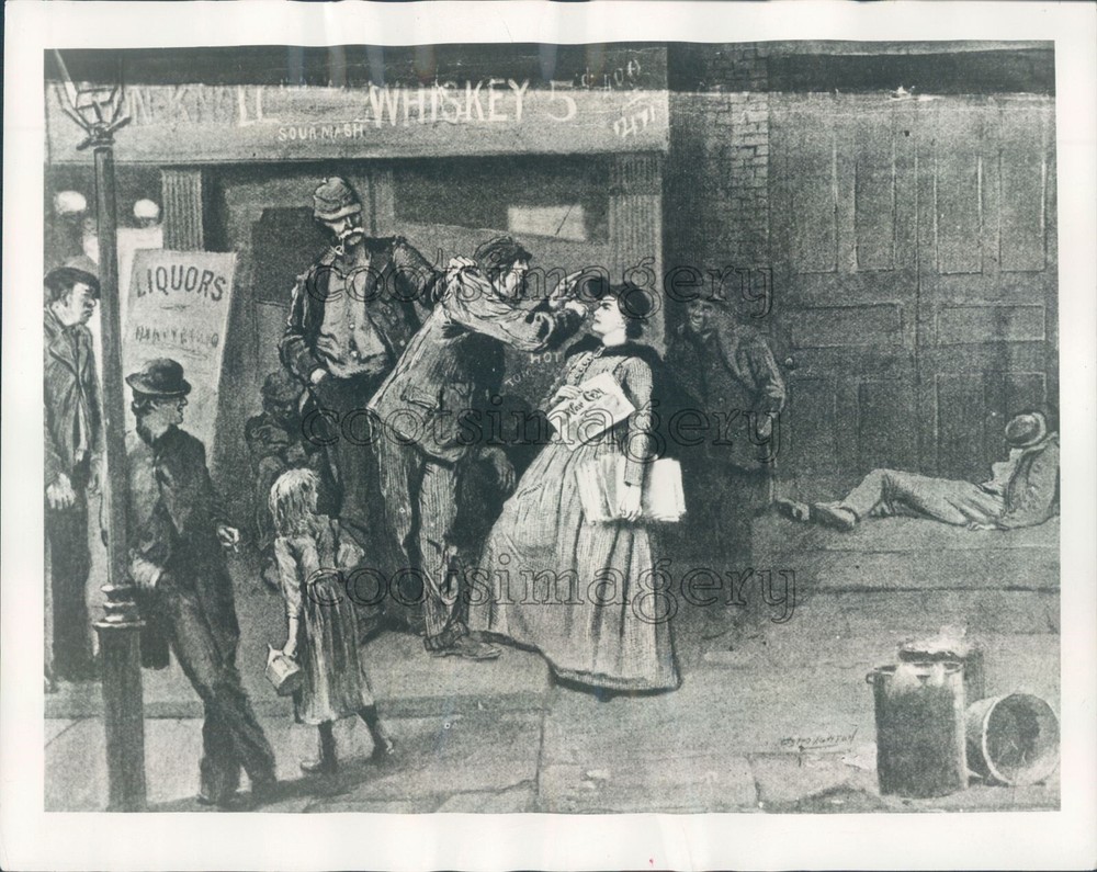 Press Photo Artist Drawing Salvation Army Woman Distributes War Cry by Bar