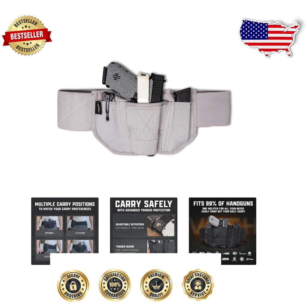 Comfortable Concealed Carry Belt - Fits 99% of Handguns, Ambidextrous Design