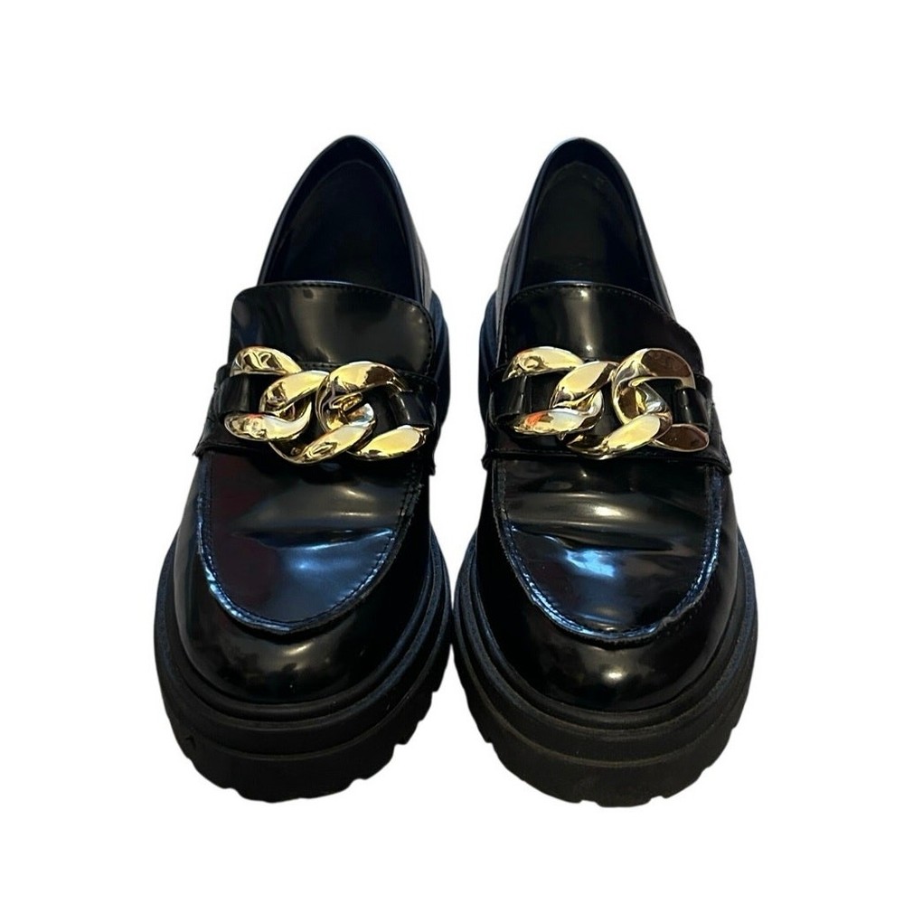 Steve Madden Loafers Chunky Lug Sole Gold Chain Size 7