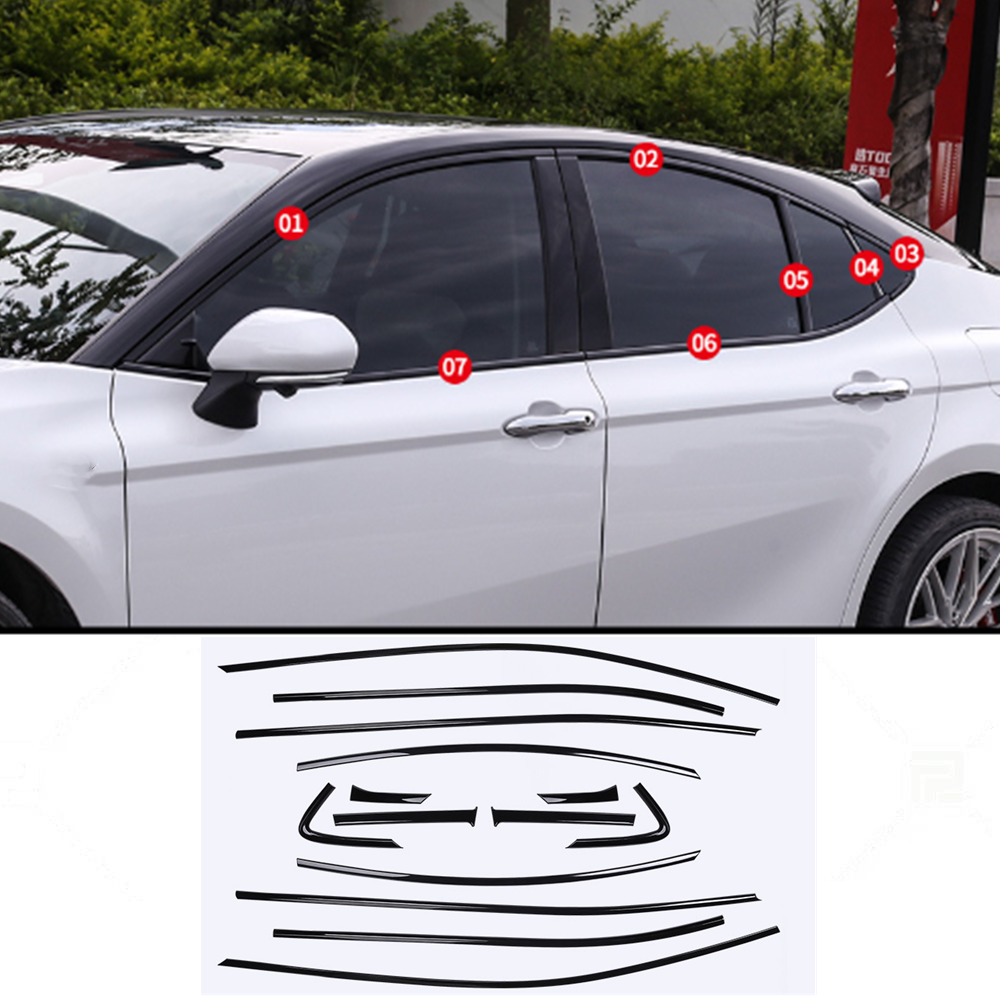 ABS Glossy Black Exterior Window Molding Trim Strips Fits Toyota Camry 2025-2026