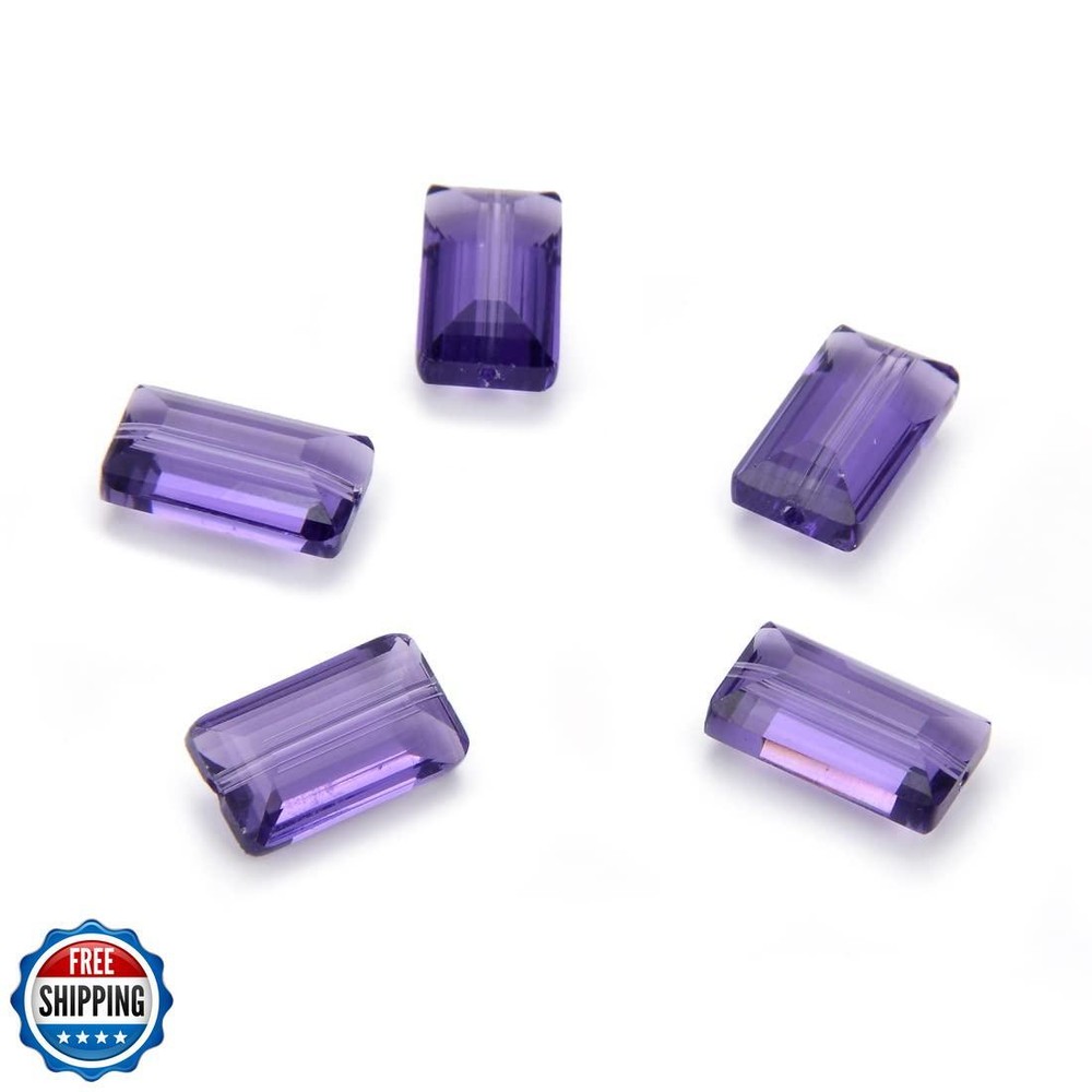 25pcs Adabele 14mm Faceted Tanzanite Rectangle Crystal Beads