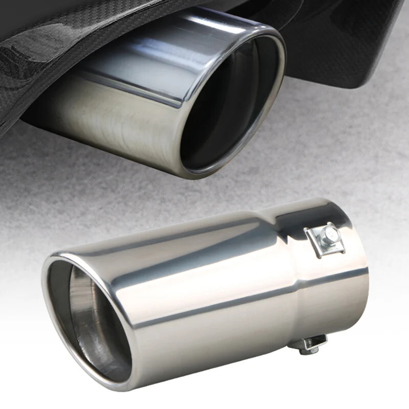 1Pc Chrome Stainless Steel Car Round 70mm Exhaust Tail Muffler Pipe Tip Mufflers